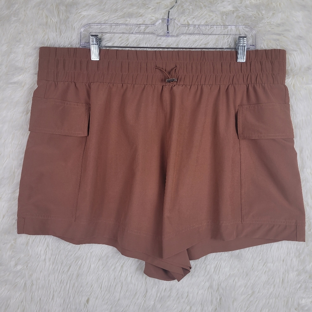 Abercrombie Fitch Women XL Rose Red High Waist Shorts Preppy Utility Outdoor